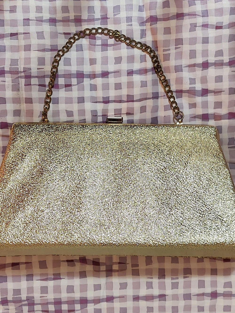 Elegant Metallic Gold Evening Clutch with Chain Handle